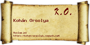 Kohán Orsolya névjegykártya